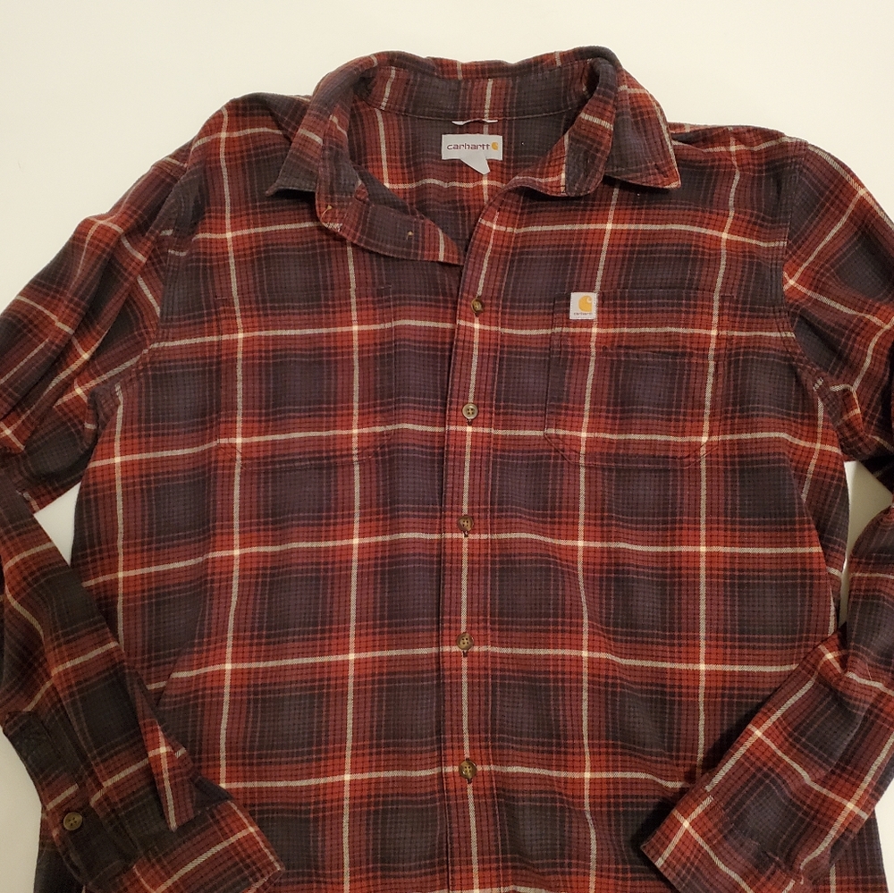 Carhartt Mens Flannel XL Tall Red